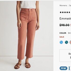 NWT Madewell Emmett 2.0 Wide-Leg Crop Pant
